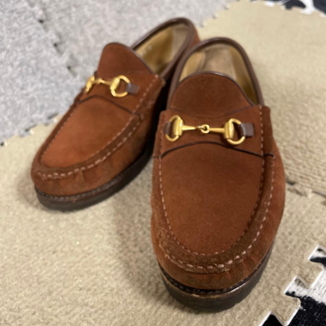 GUCCI グッチホースビットブラウン スエード ローファー22センチ