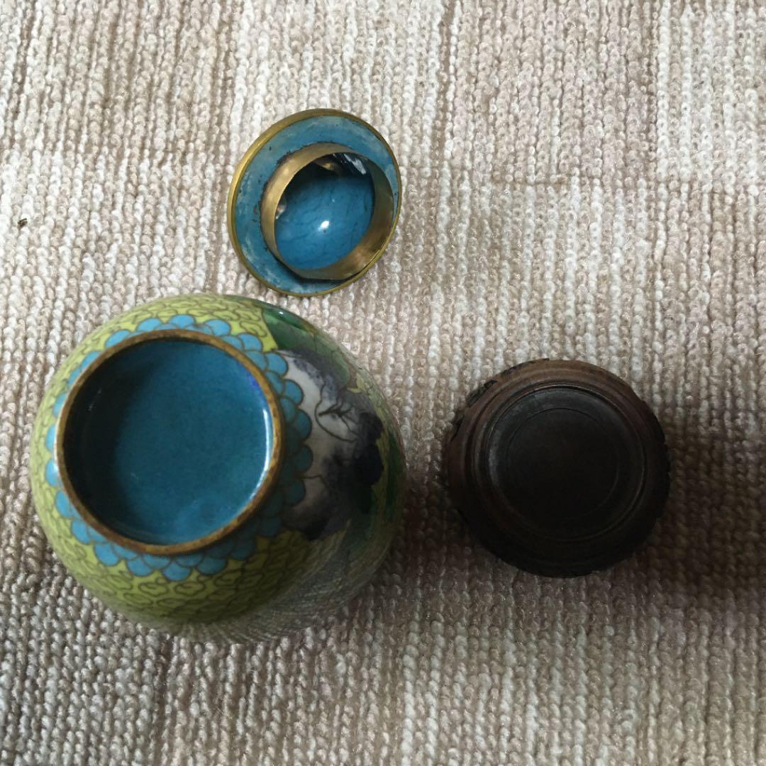七宝焼 飾り壺 台付き