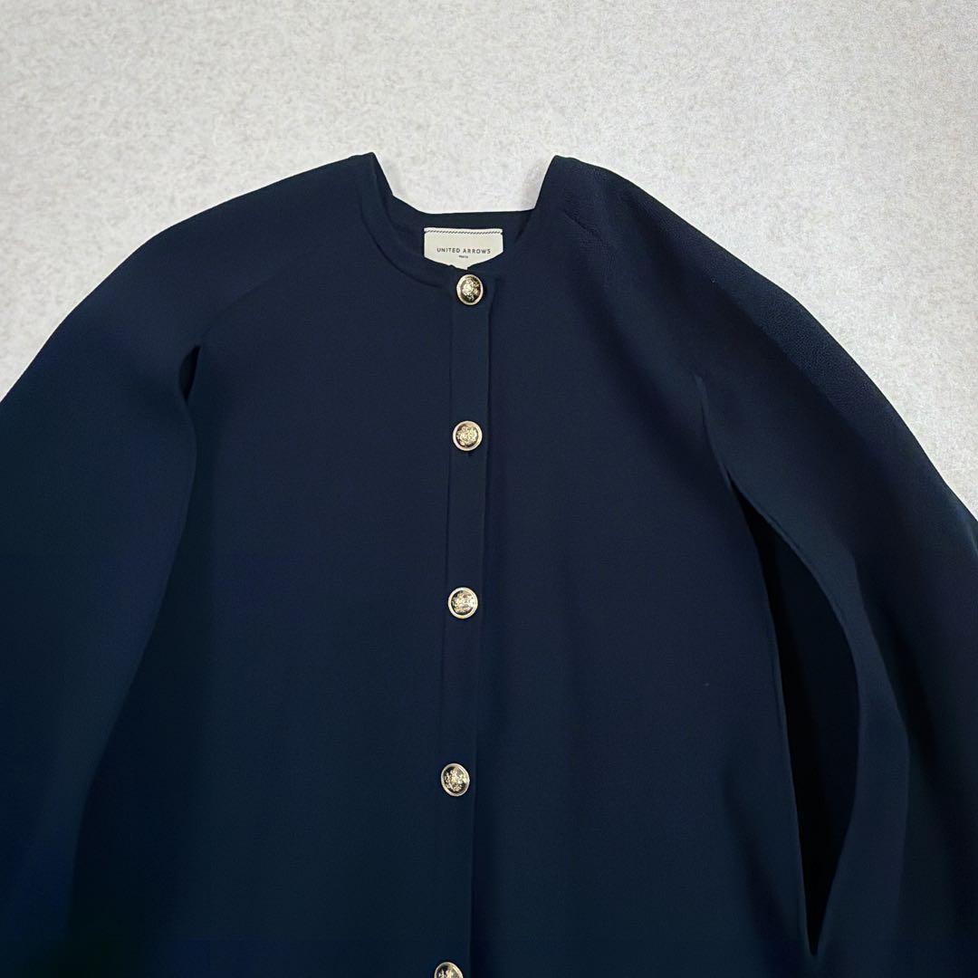 UNITED ARROWS ケープ カーディガン ネイビー 金ボタン タキマキ