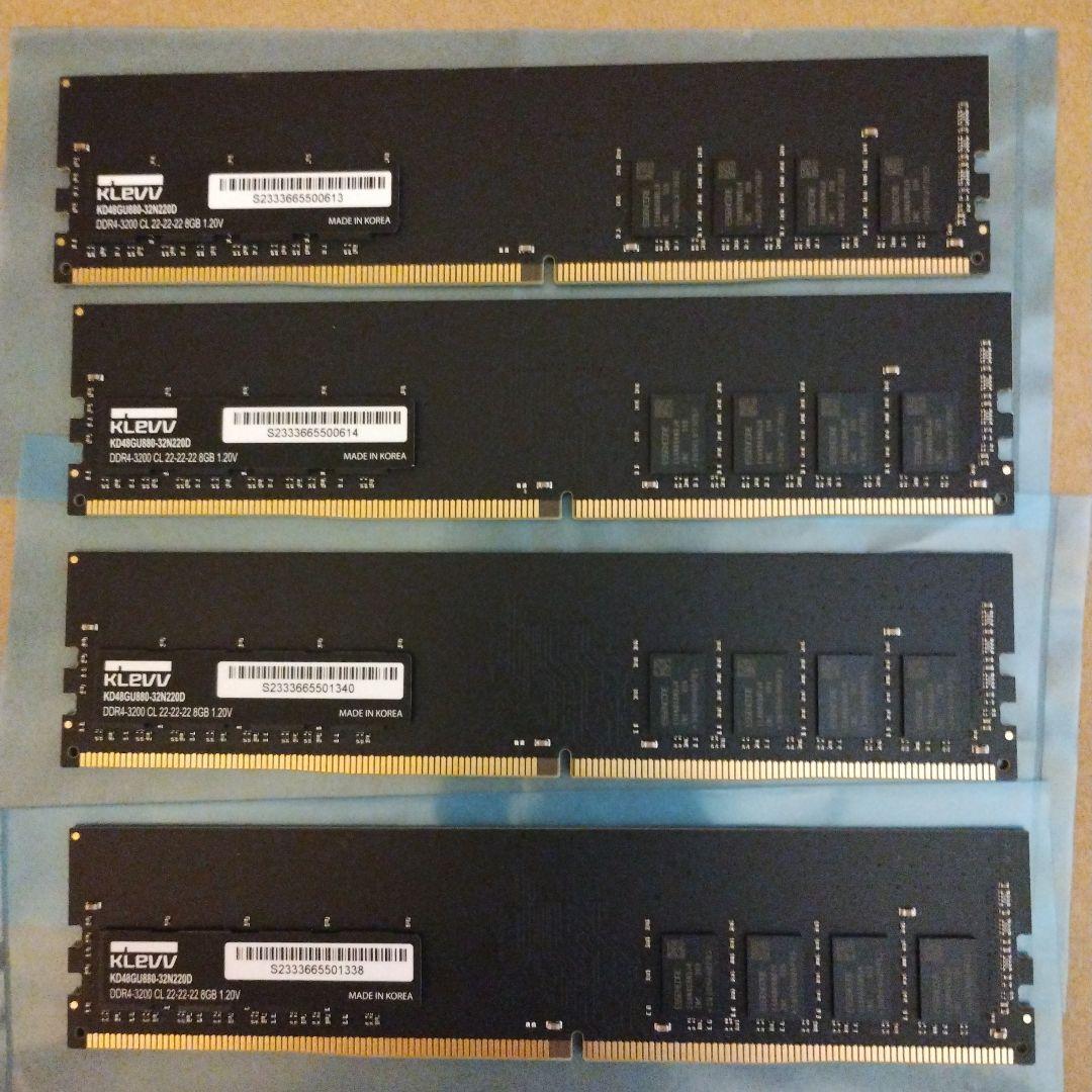 KLEVV DDR4 3200Mhz 8GB x 4枚 32GB Amazon | ESSENCORE KLEVV デスクトップPC用ゲーミング メモリ PC4