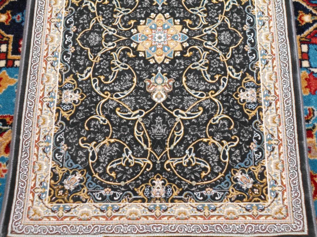 立体柄、144万ノット！高密度織、本場イラン産 絨毯！60×90cm‐35001
