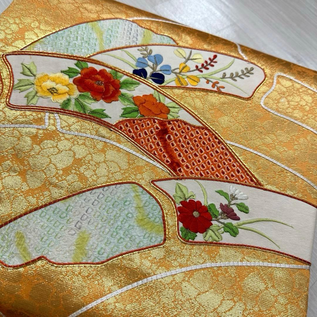 華やか 名古屋帯 花の刺繍に金駒刺繍 九寸 正絹 着物 RO-1182 - メルカリ