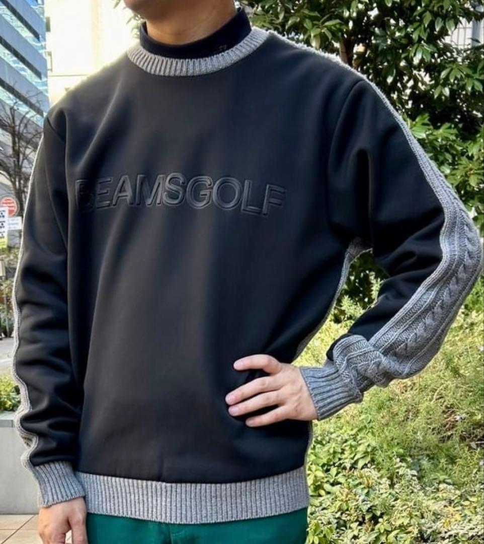 裏起毛 ドッキングニット プルオーバー黒XL ニットドッキングハイネック裏起毛プルオーバー あったか[品番