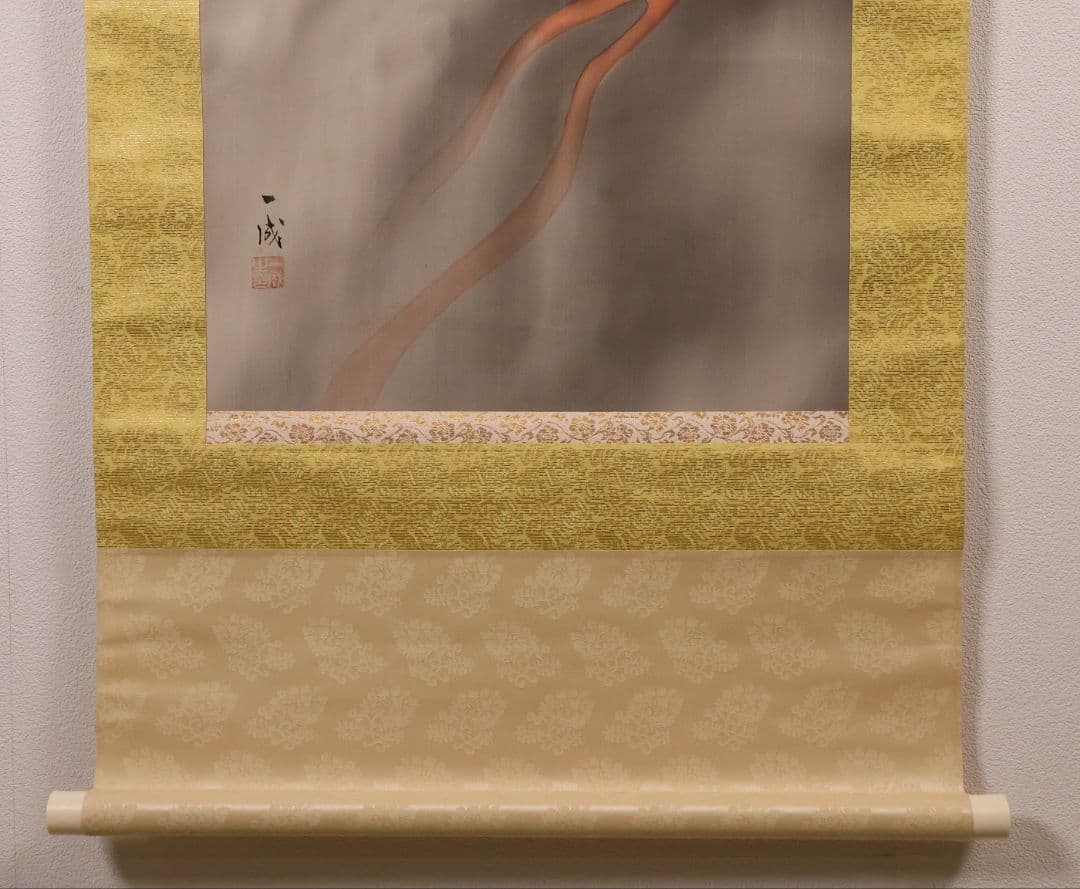 真作】日本画 福山一成 昇り龍 絹本 掛軸 彩色 清光会所属 MB117