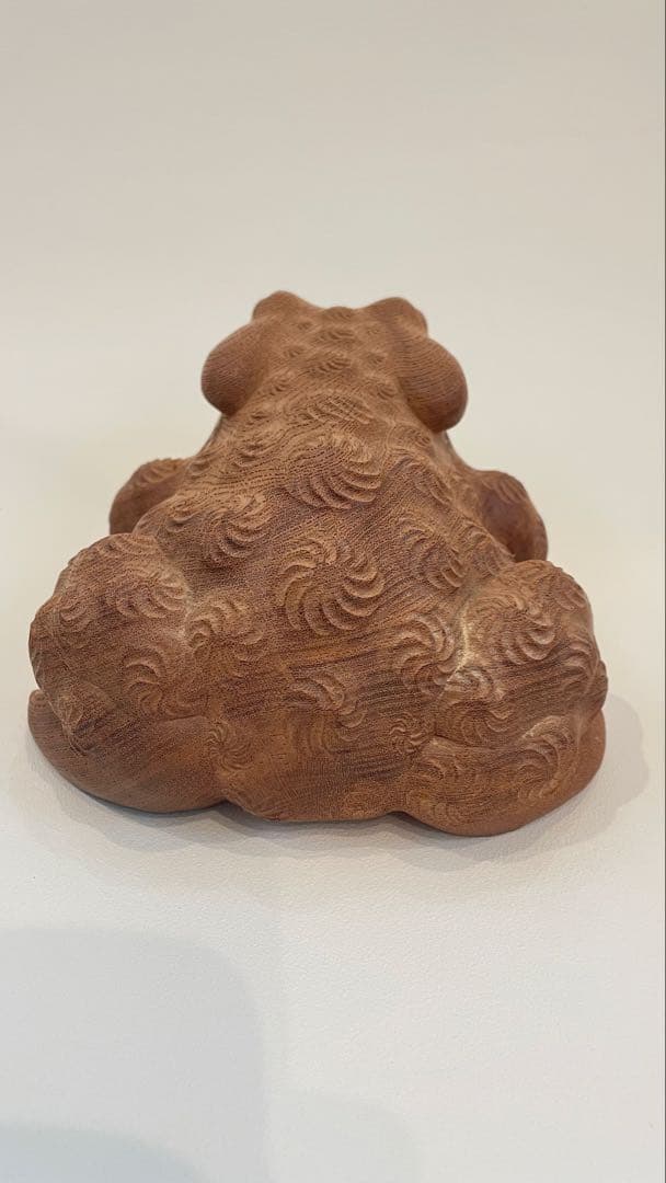 井波彫刻 田中成一 蛙 カエル 木彫家 共箱 置物 縁起物 木彫り