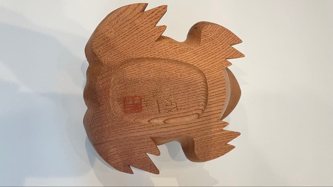 井波彫刻 田中成一 蛙 カエル 木彫家 共箱 置物 縁起物 木彫り