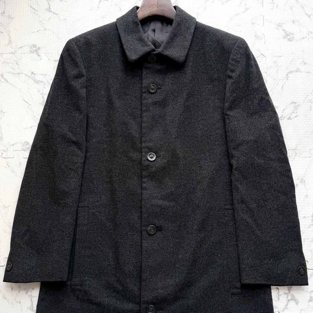 美品✨ZEGNA ゼニア ステンカラーコート ウール チャコールグレー系 L