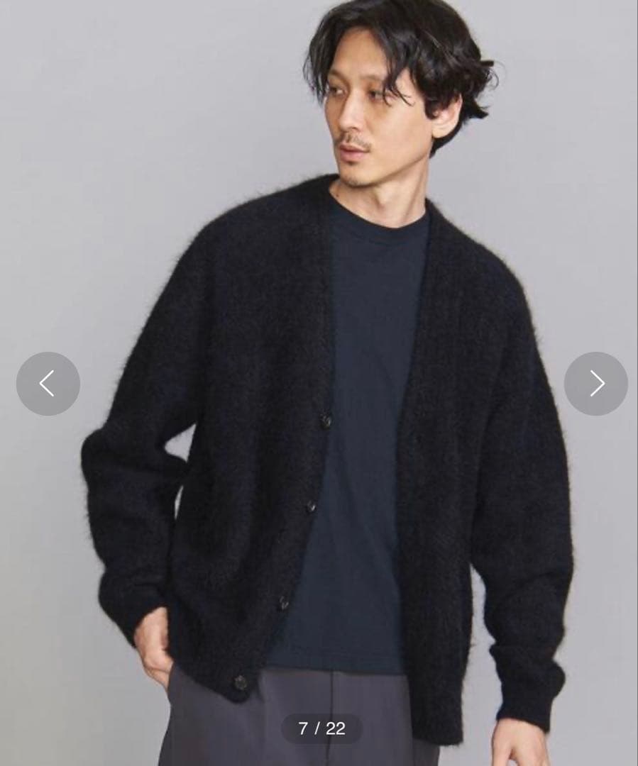 BY シャギー モヘヤVカーディガン シャギー モヘヤ Vネック カーディガン