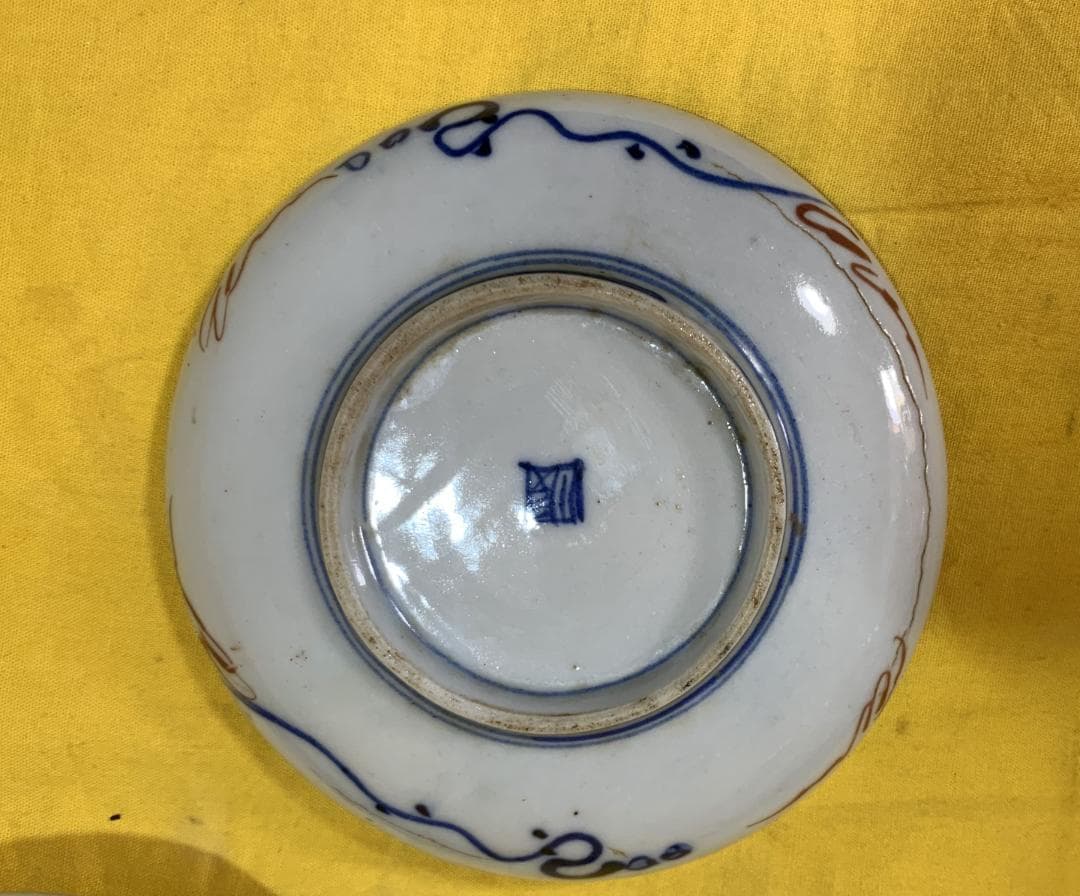 蔵出し!! 古伊万里 錦手 色絵小皿 松竹梅模様 江戸期? 12客 現状品