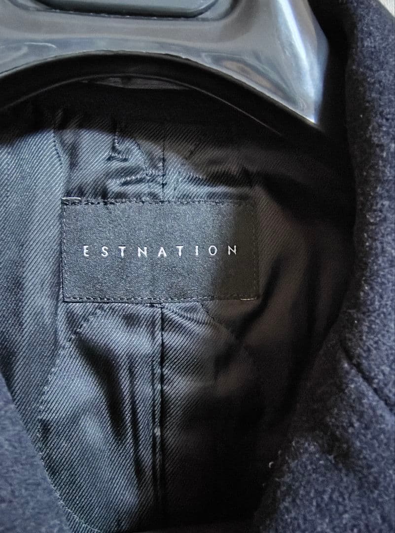 う*ん様 ESTNATION ダブルブレストコート ウール 中綿入り ネイビー