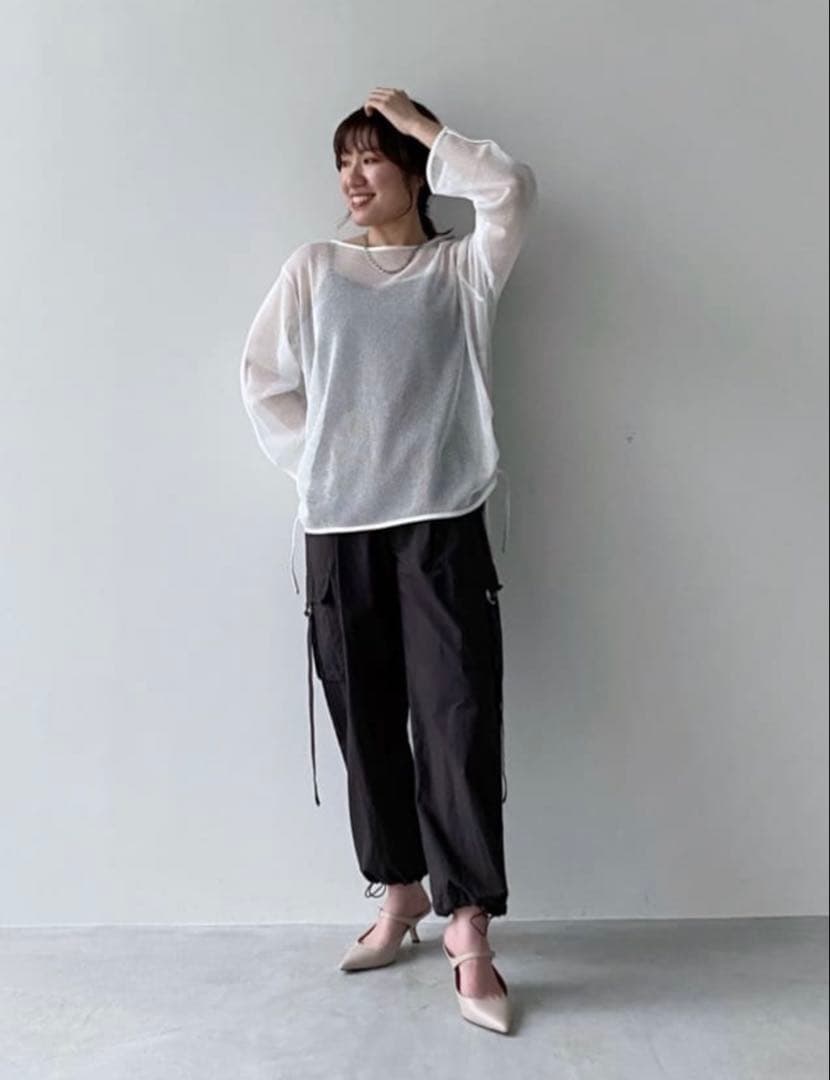 ストラ新品紙タグ付き⭐️洗える❗️泉里香着サテンカーゴパンツ2wayパンツ