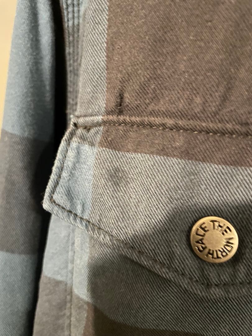 ノースフェイス ジャケット フリース cpo チェックシャツ L 青 黒