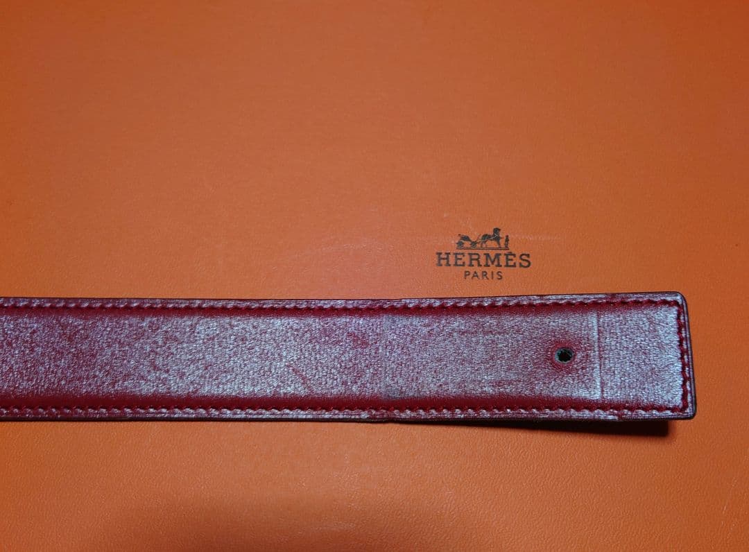 エルメスHERMES☆ベルト☆レザーのみ☆5382☆赤×緑☆メンズレディース