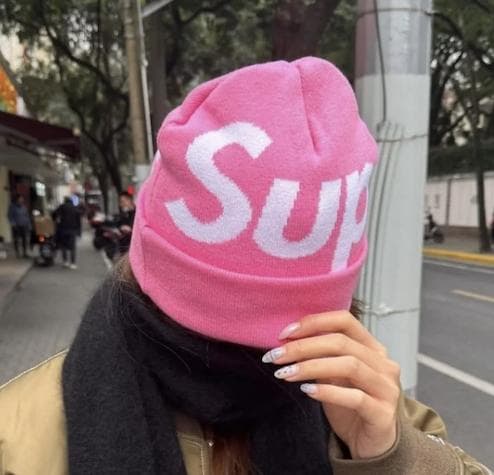 新品未開封 24FW Supreme Big Logo Beanie Pink - メルカリ