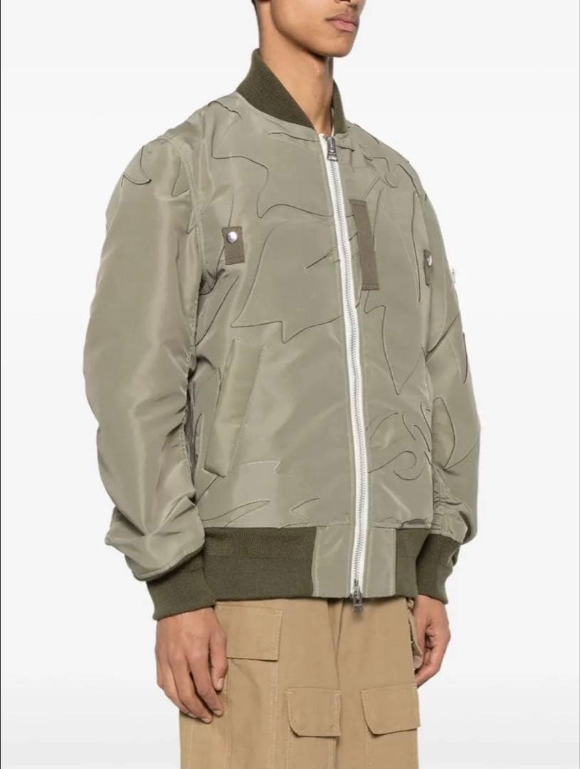 sacai MA-1 パッチワーク ナイロンジャケット サイズ1 カーキ サカイ