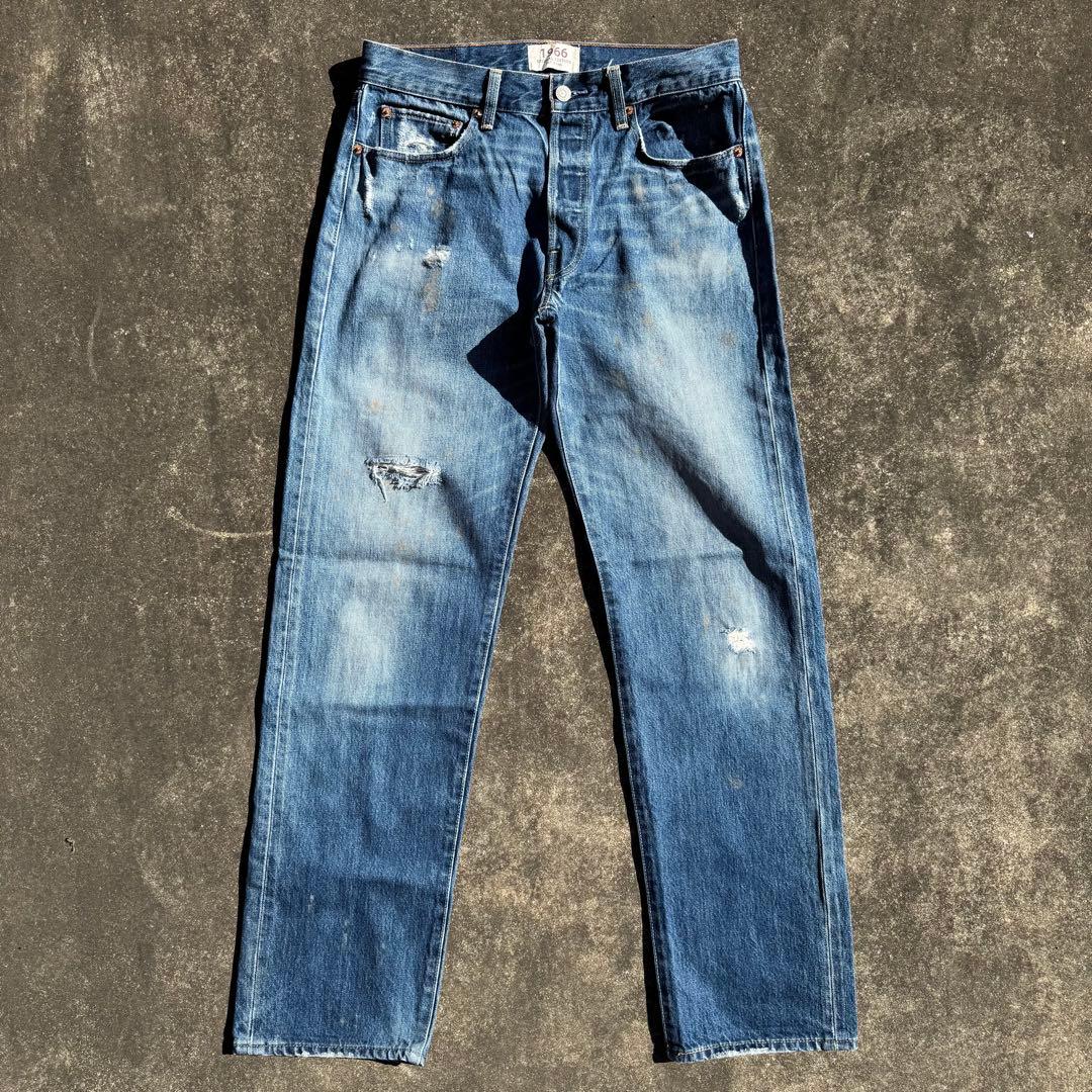 Levi's リーバイス 501 1966復刻 ダメージ ペイント W31L32 - メルカリ