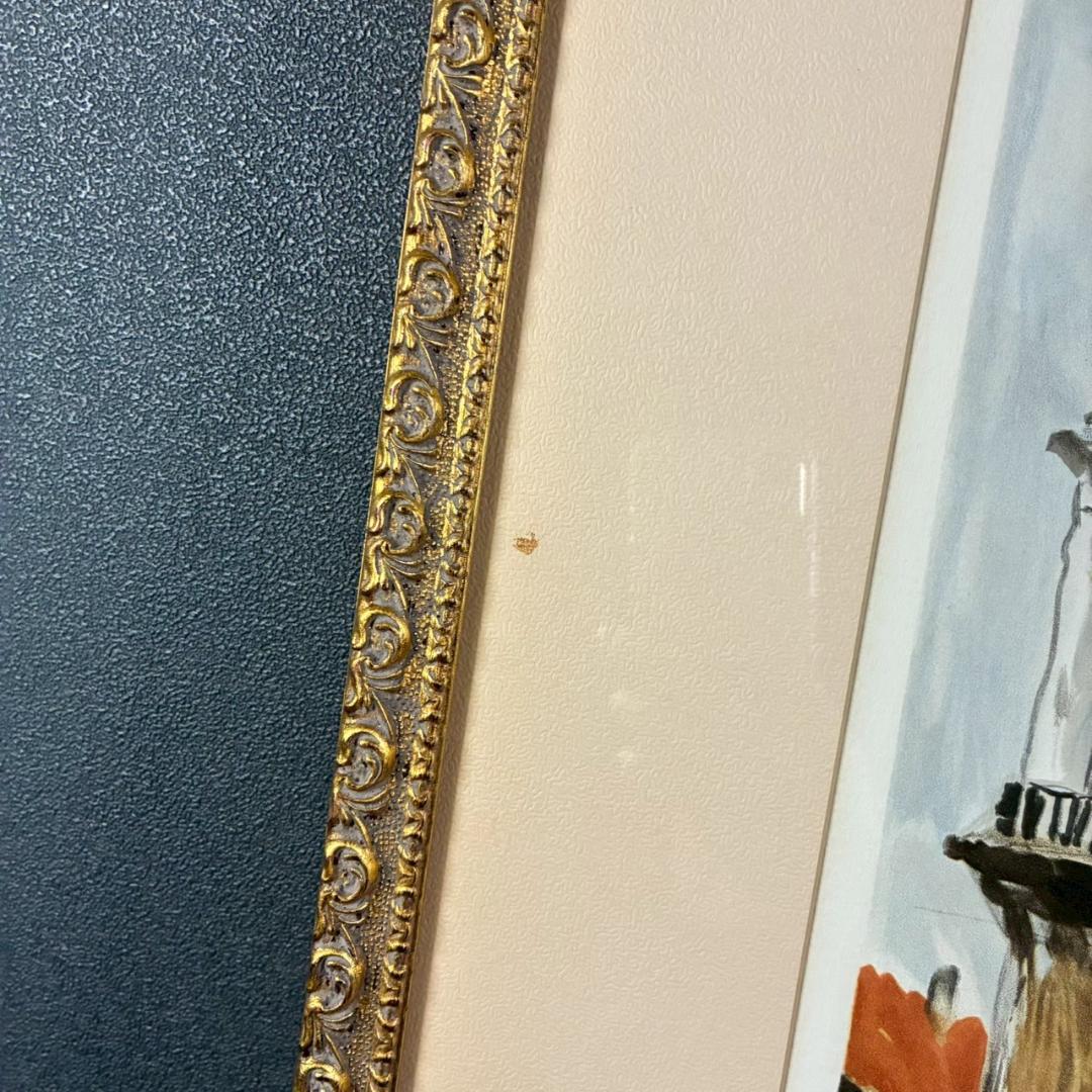 児玉幸雄「レオンの朝市」リトグラフ 児玉純子直筆サイン有 額縁入り