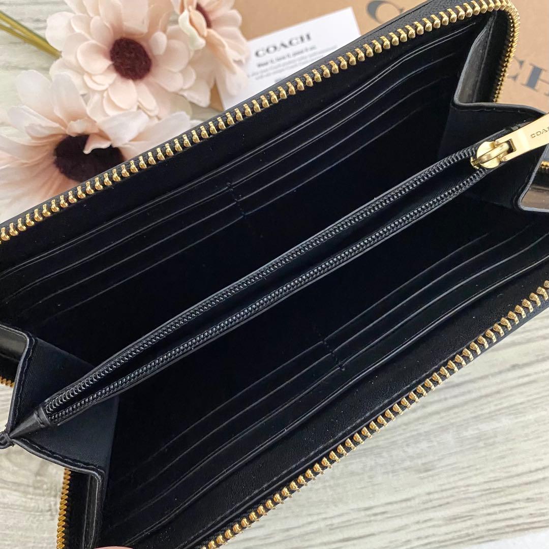 《新品未使用》COACH コーチ　長財布 ブラック　キルティング　レザー　長財布