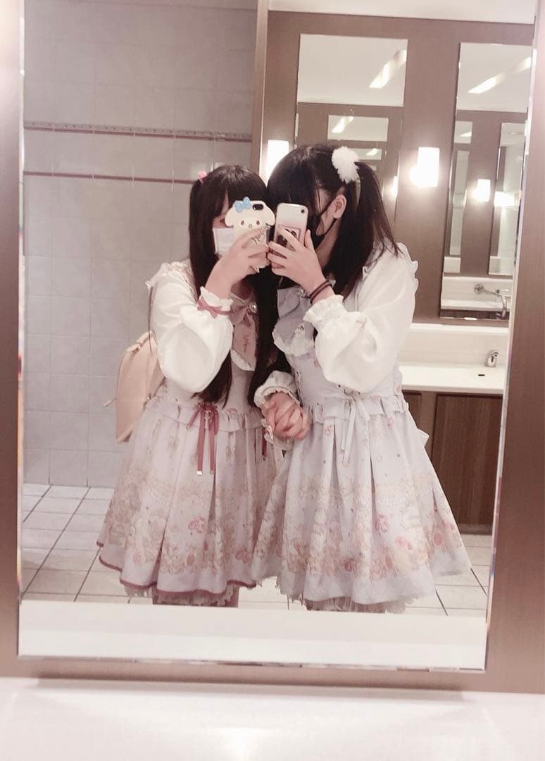 LIZLISA Romantic Cosmetics柄ワンピース リズリサ 水色 - メルカリ