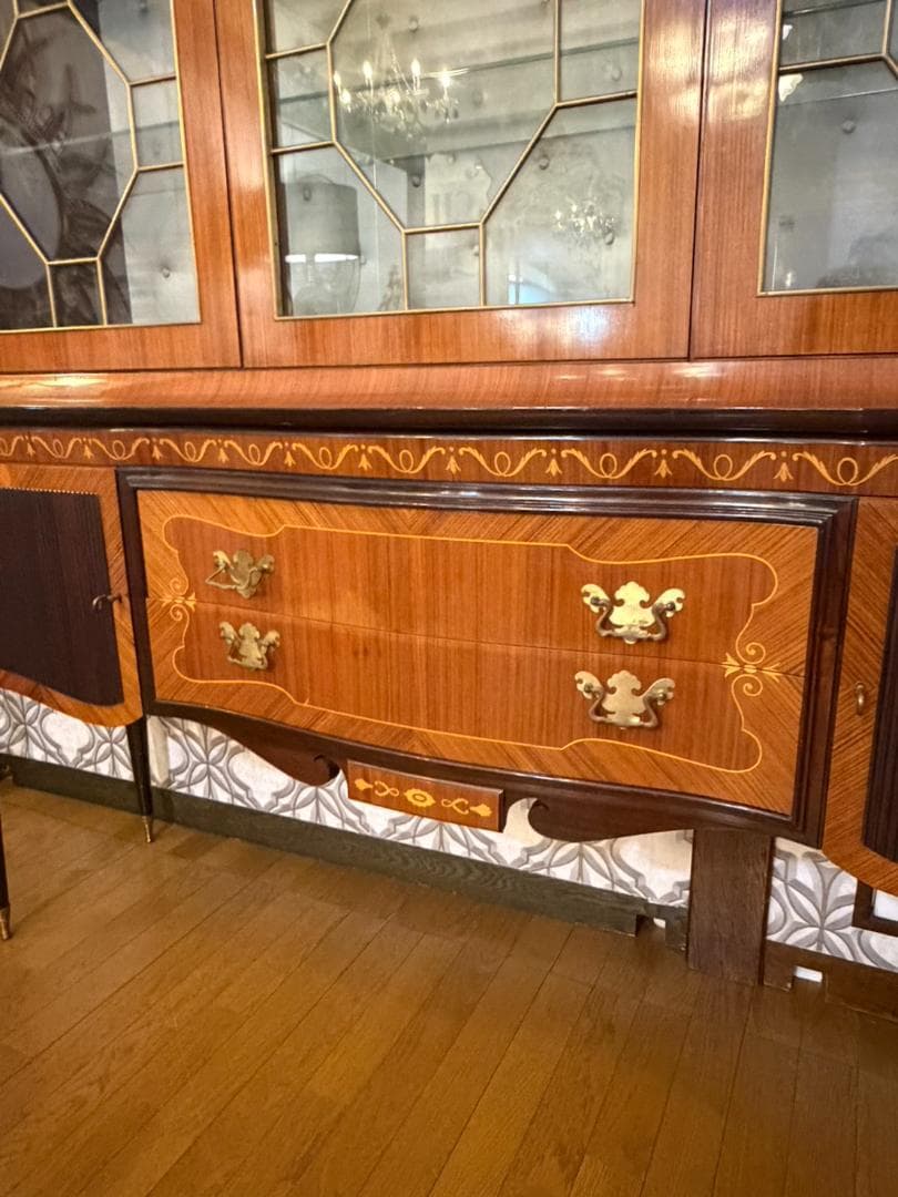 イタリア製 象嵌大型ブックケース/飾り棚 W182cm カントゥ職人連合