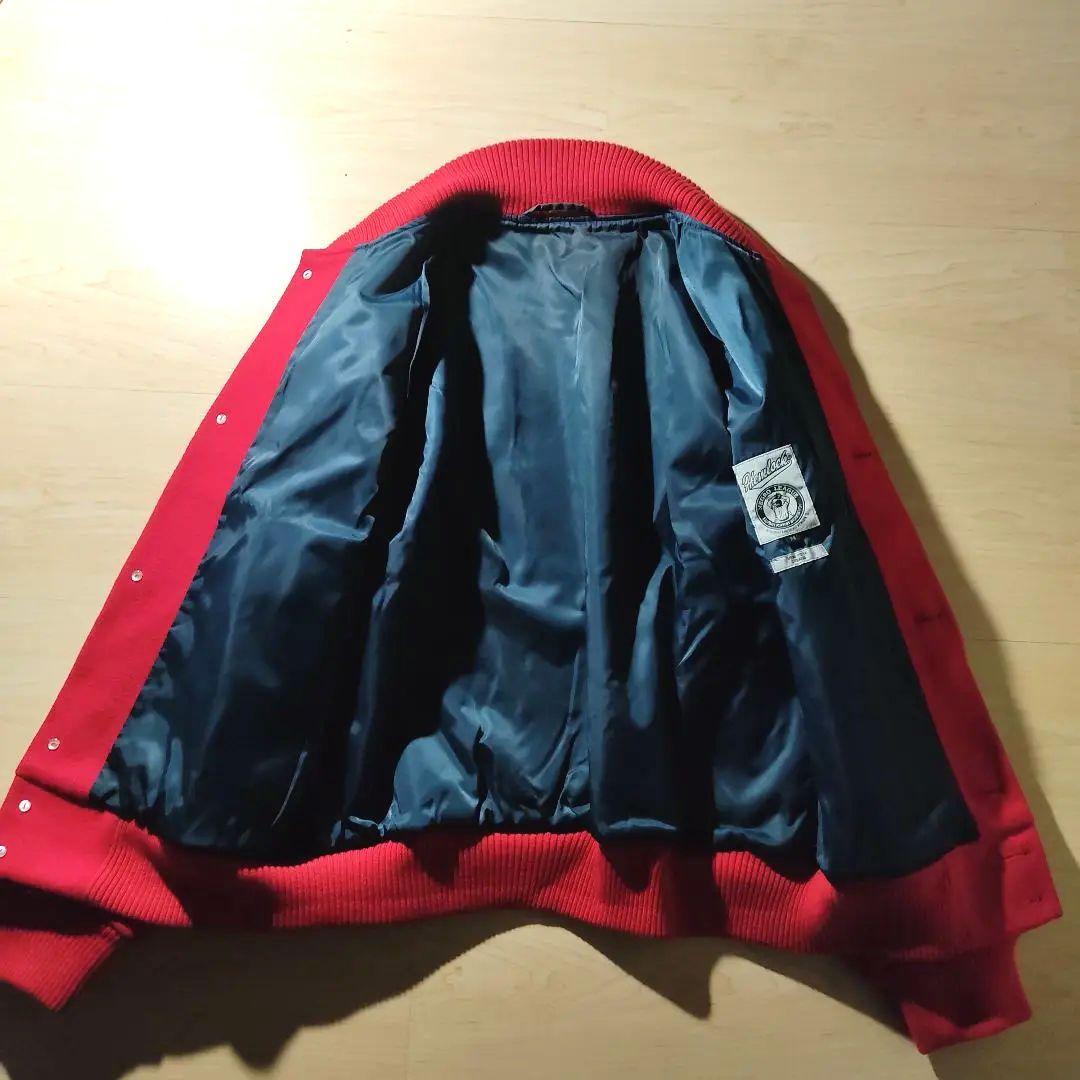 【希少レア】90s NEGRO NY スタジャン メルトン 赤 刺繍 ロゴ