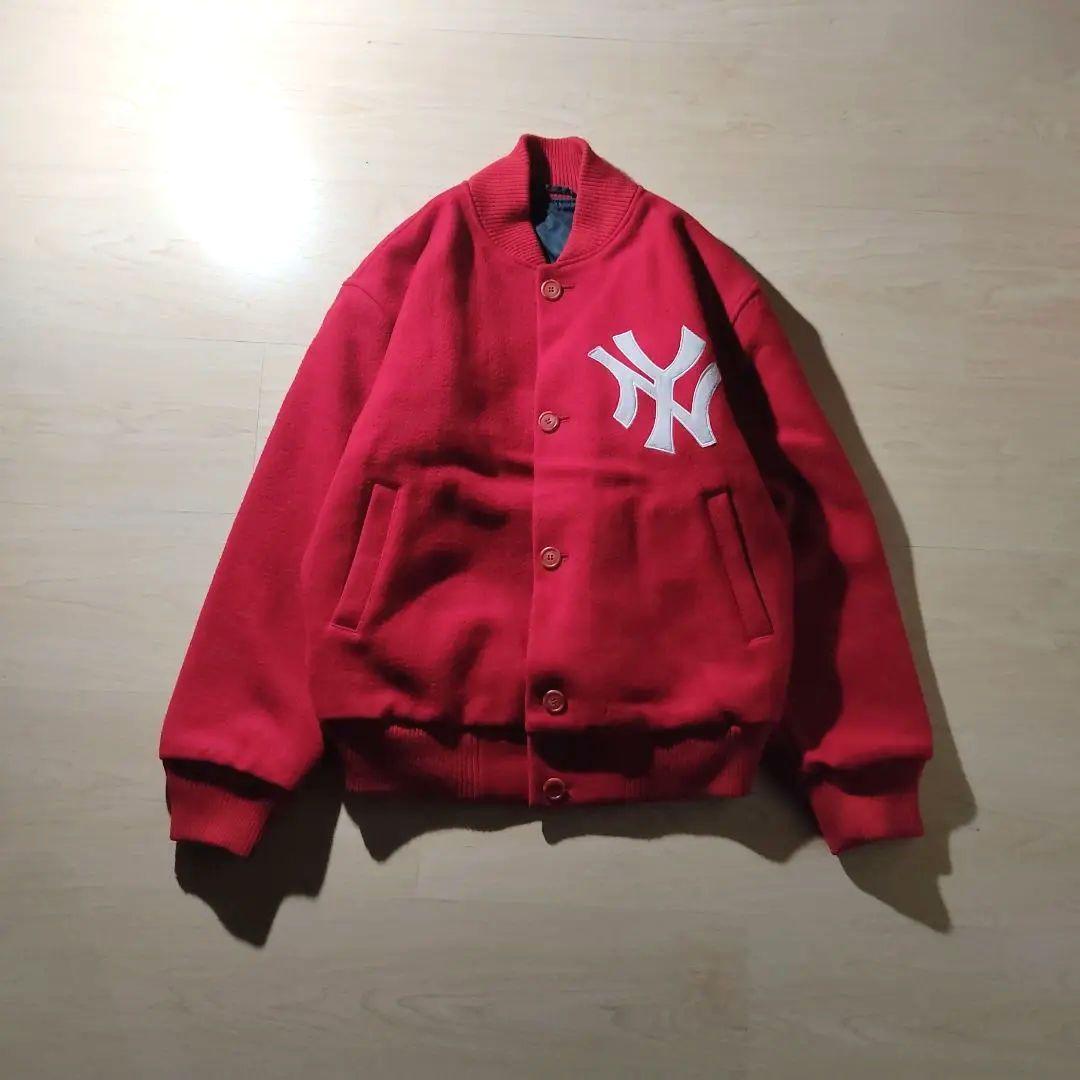 【希少レア】90s NEGRO NY スタジャン メルトン 赤 刺繍 ロゴ