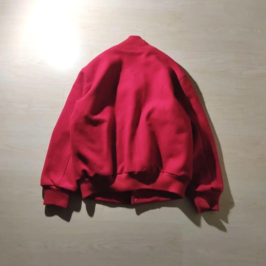 【希少レア】90s NEGRO NY スタジャン メルトン 赤 刺繍 ロゴ