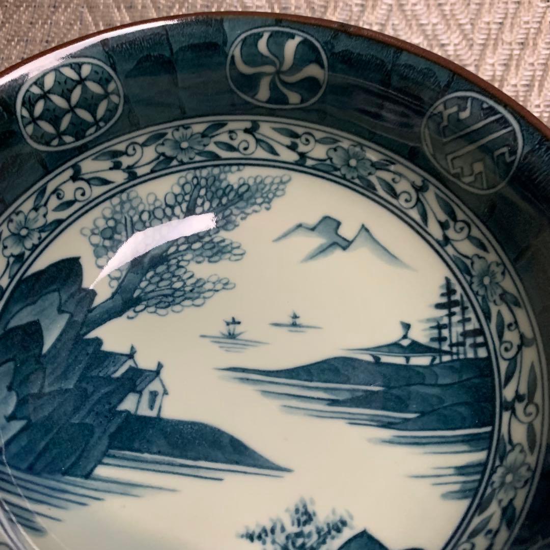 風景画の青白い陶器ボウル 柳生焼 - メルカリ