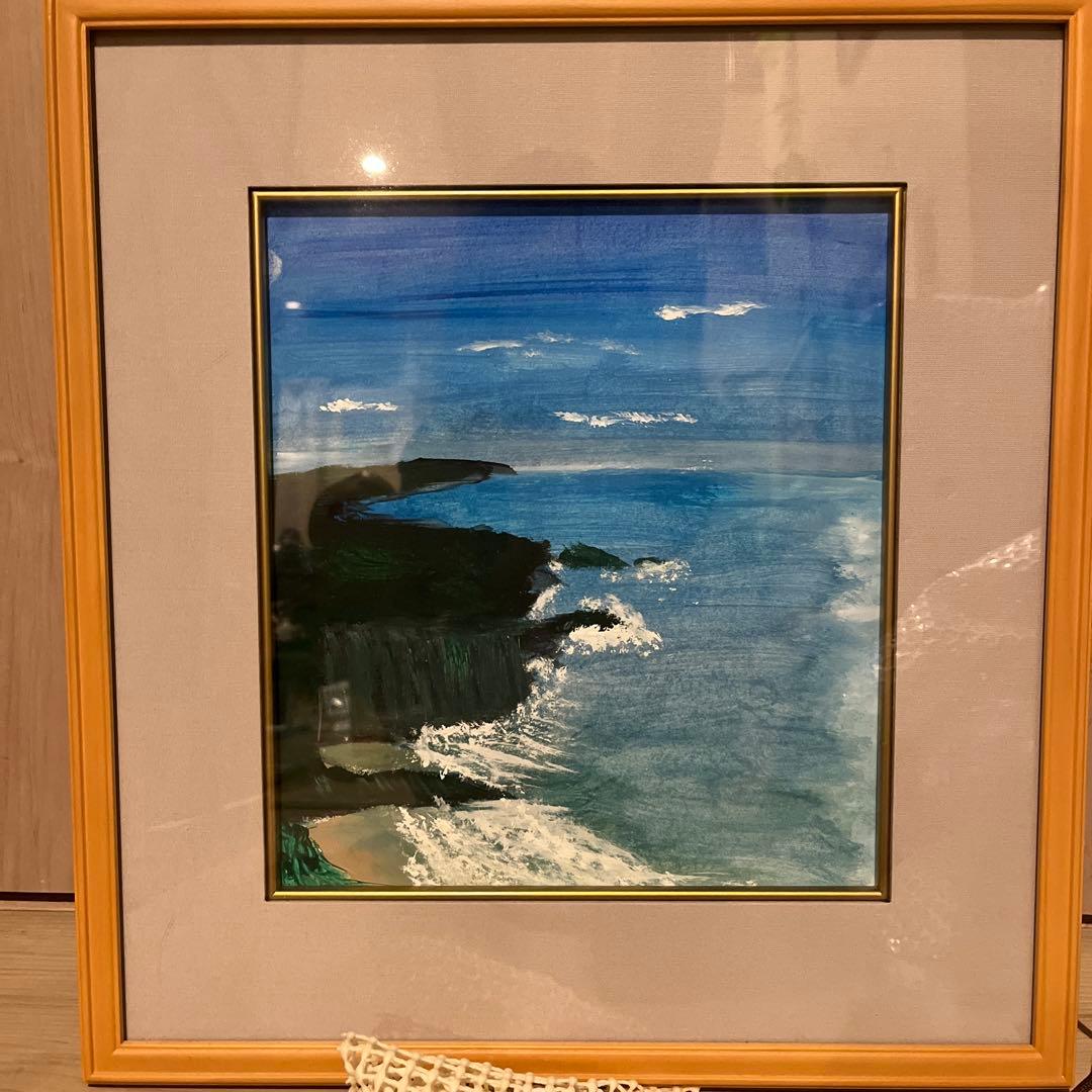 風景画 水彩画 金色フレーム 約30cm x 40cm