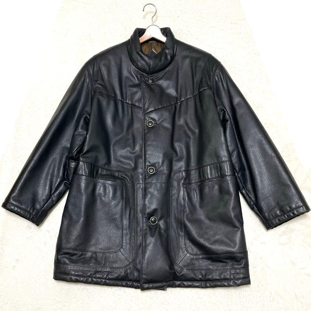 希少！美品 LANVIN ランバン レザーコート 総柄裏地入り 上質 羊革