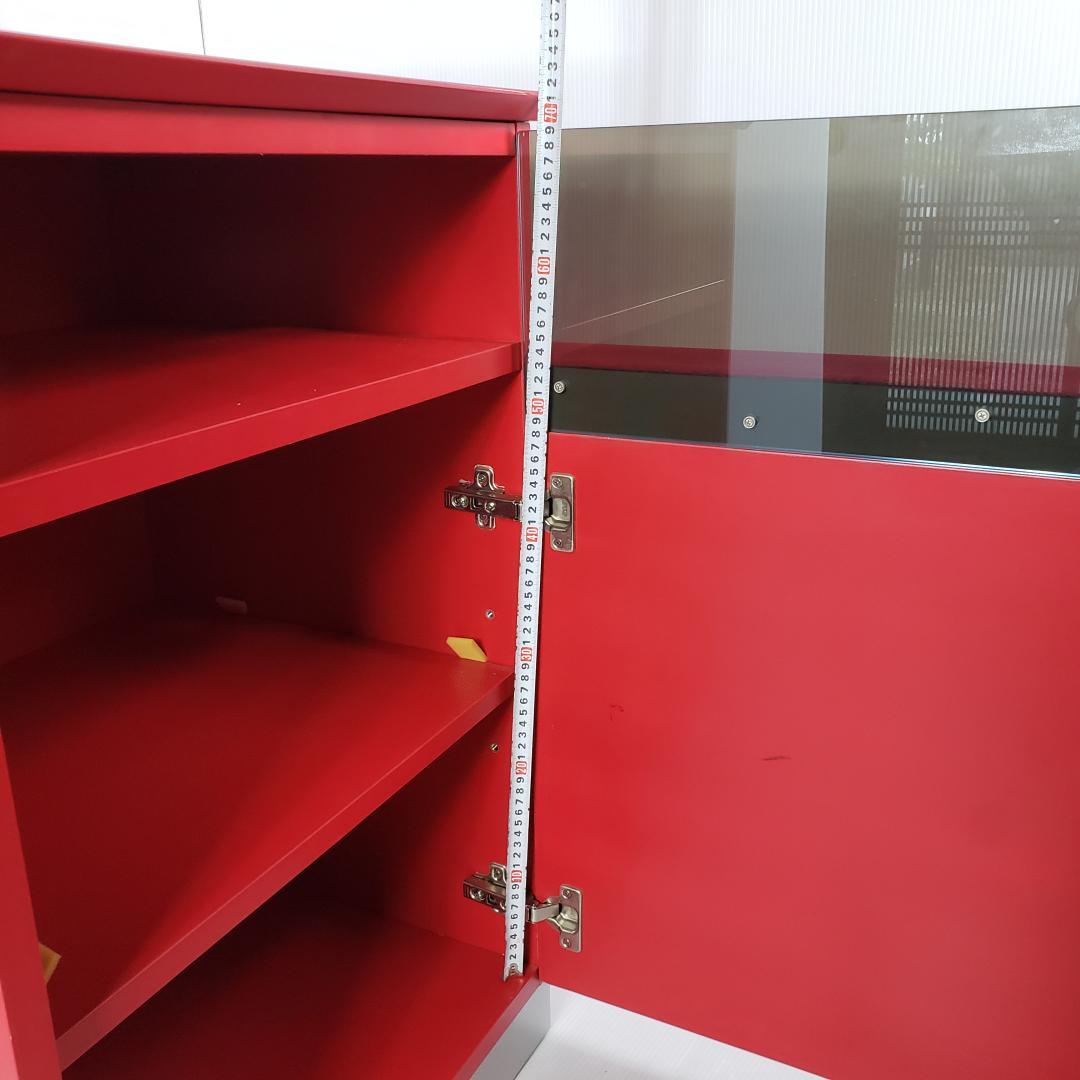 レトロ 赤色 キャビネット レンジ台 テレビ台