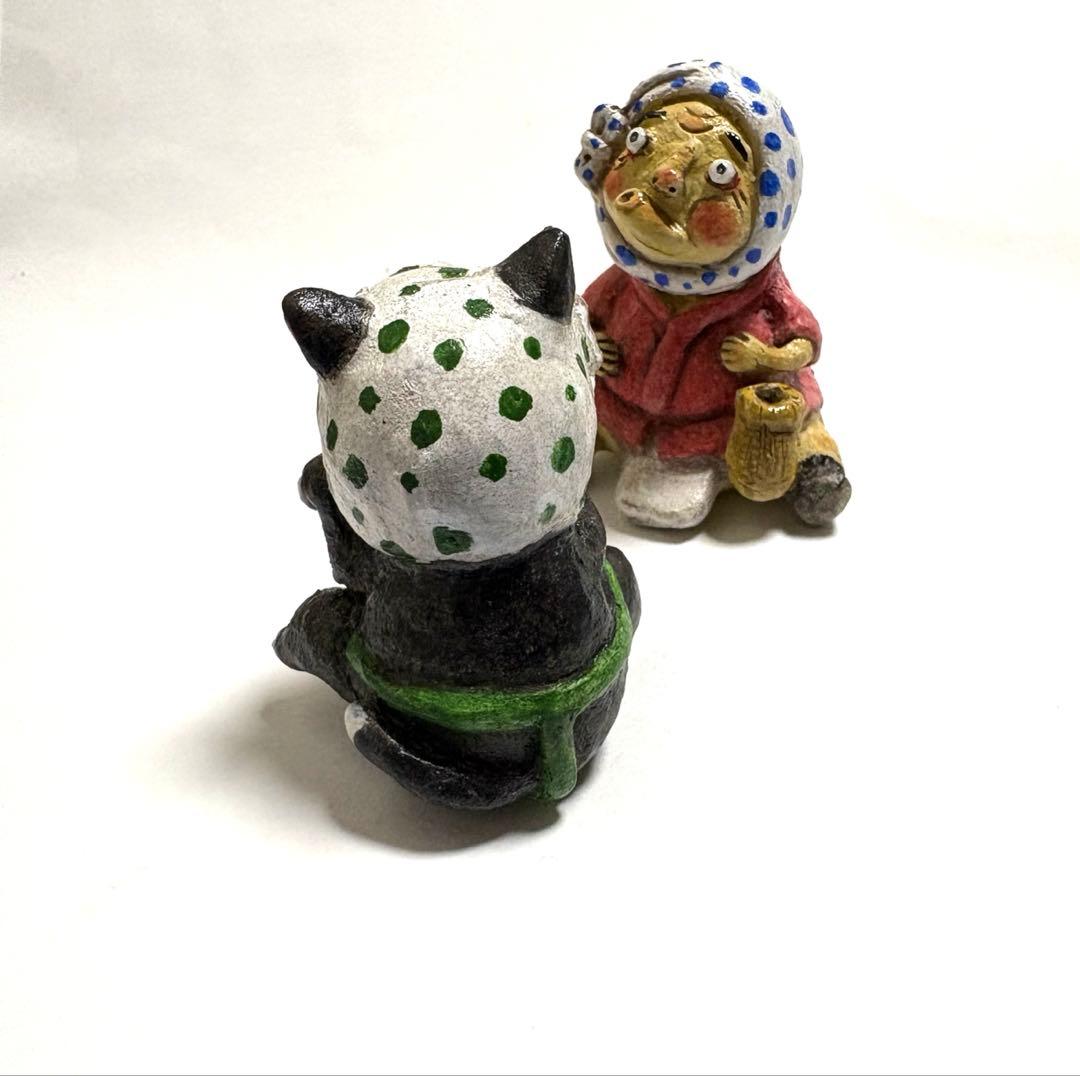 縁起物❣️ひょっとことひょっと猫セット❤️陶器人形、置物、火男、火