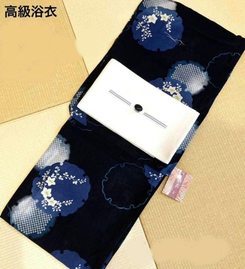 白無地系半幅帯+お任せ帯締め+お任せ帯留め+お任せ下駄つき◆◆古典青紺の桔梗浴衣 楽天市場】CV Select【シーブイセレクト】浴衣5点セット(浴衣+帯+下駄+