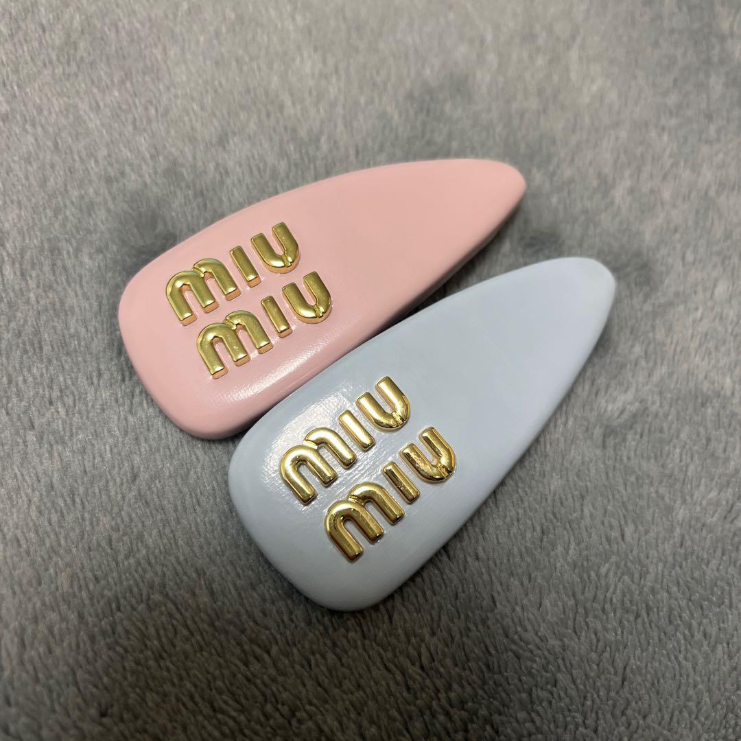 miuヘアピン ロゴ入りヘアピン ピンク ブルー 2個セット ノベルティ品
