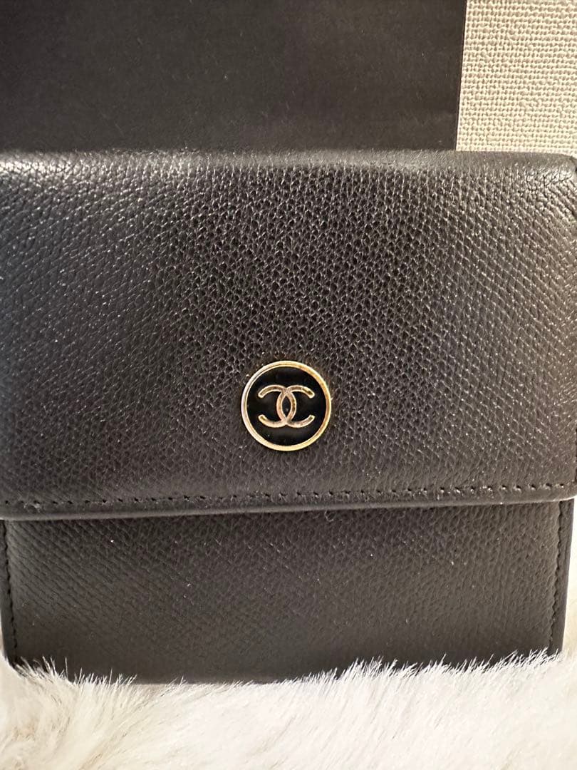 CHANEL ココボタン 折り財布 ブラック シリアル9番台 正規品 CHANEL（シャネル） 財布 レディース ブランド 二つ折り財布 ココ
