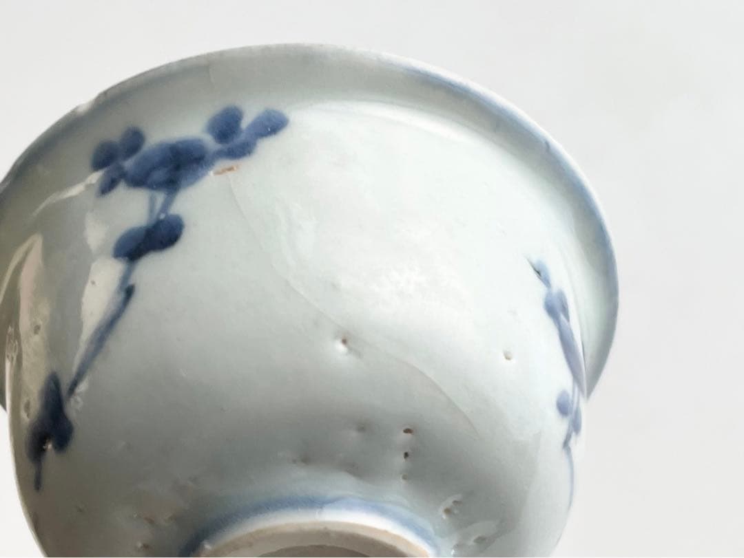 骨董 アンティーク 古染付 なずな文様 薺 染付 盃 杯 猪口 煎茶碗 中国