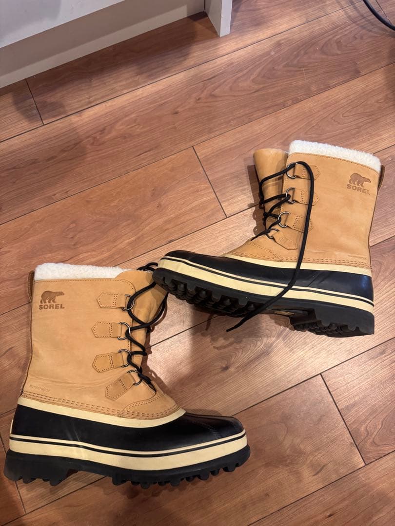 SOREL nm1000-281 カリブー CARIBOU 29cm Sorel Caribou Boots Mens Size 7 US Beige Black Waterproof