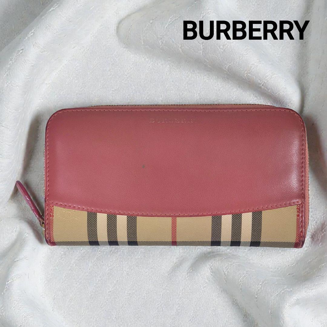 BURBERRY　バーバリー　ノヴァチェック　ラウンドファスナー　ピンク BURBERRY バーバリー ノヴァチェック ラウンドファスナー ピンク