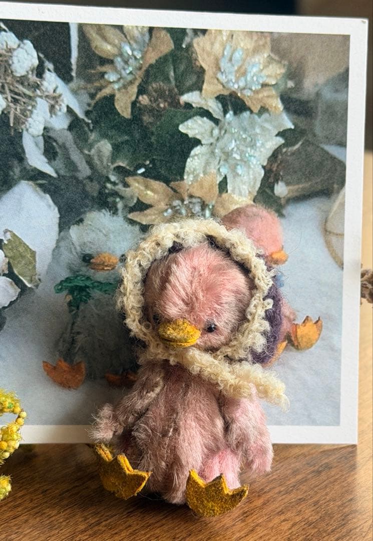 moriのえほん様ボンネットをかぶったアヒル　ミニチュアぬいぐるみ 4.5cm