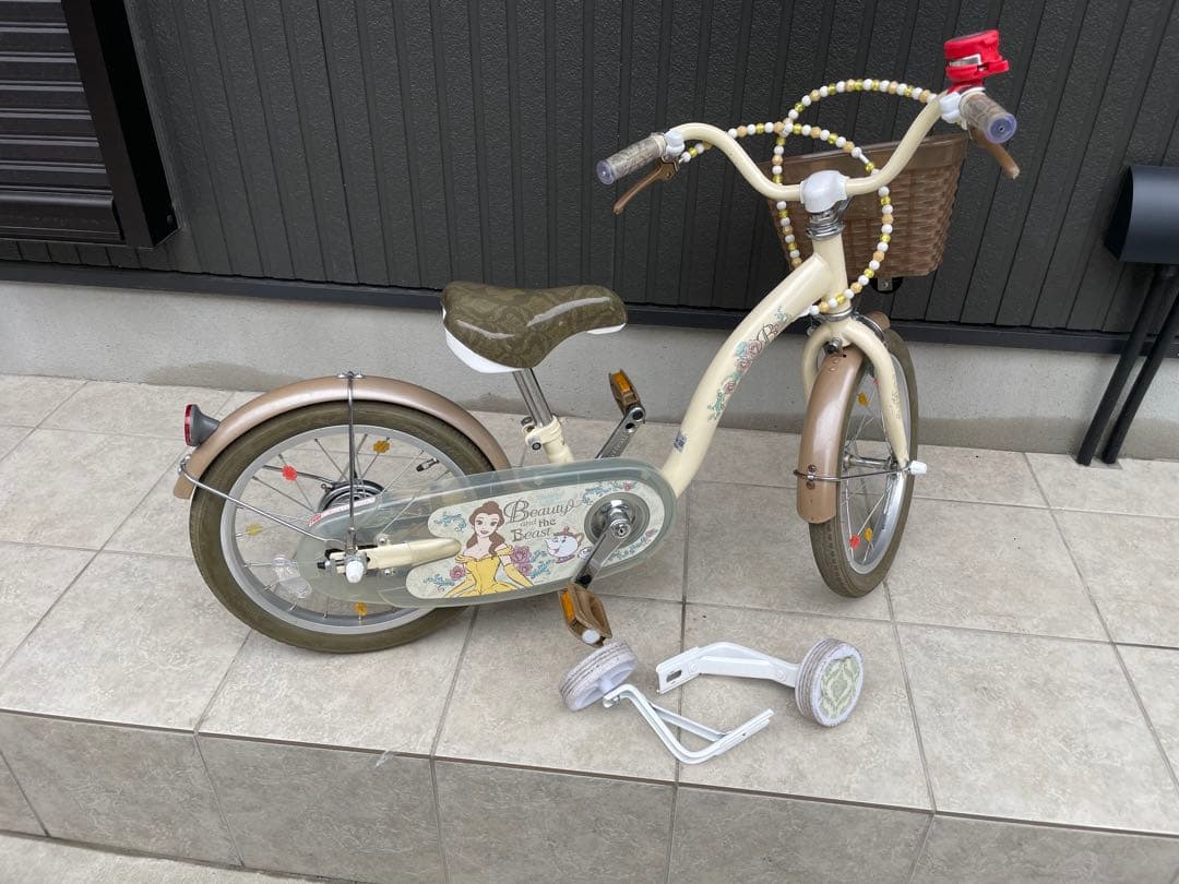 トイザらス 子供用自転車 旧型 ディズニー 美女と野獣 ベルS 補助輪