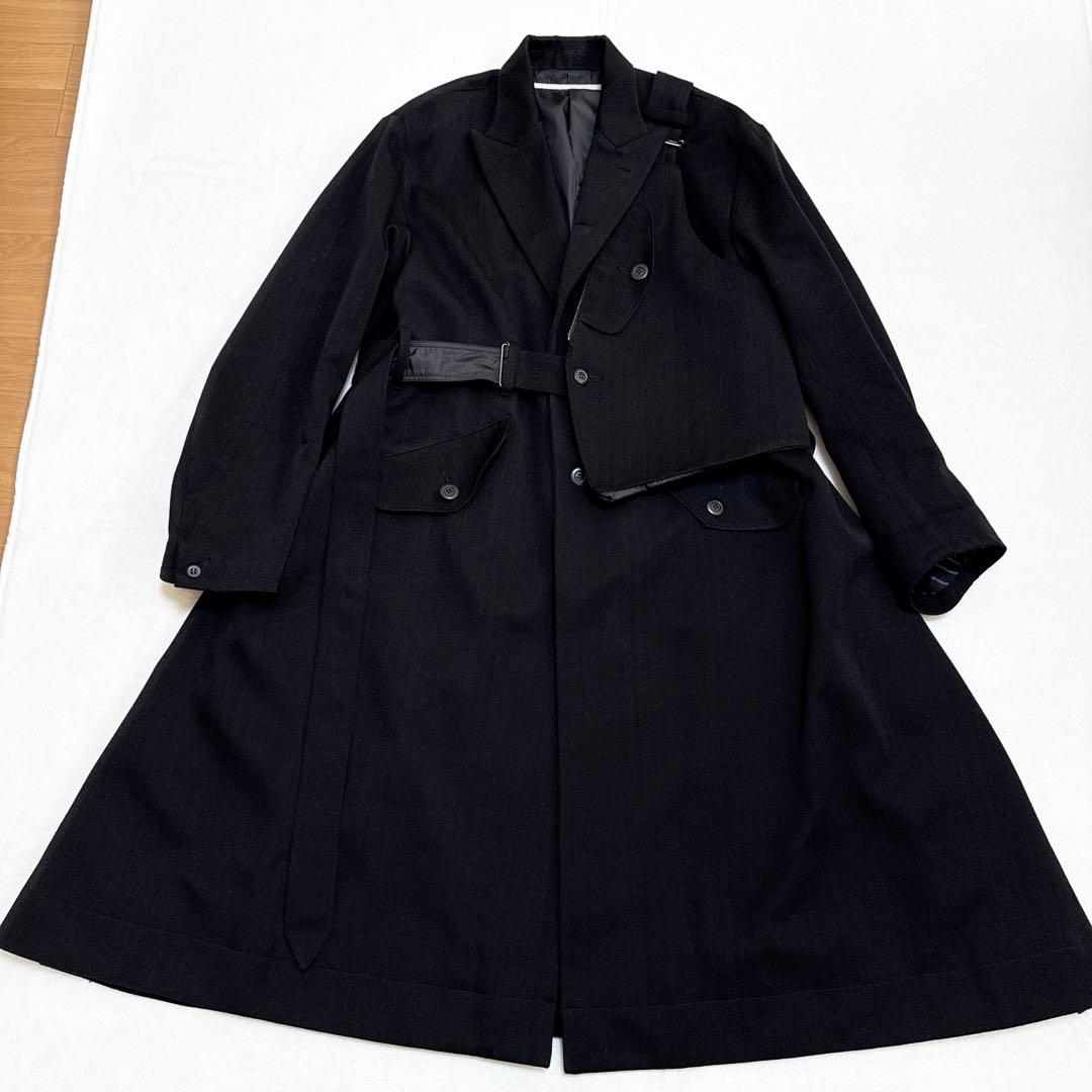 Tamme タム 24AW ロングコート バッグ付き 2 ブラック タイロッケン BAMME/ オーバーサイズ ミリタリー タイロッケンコート ユニセックス