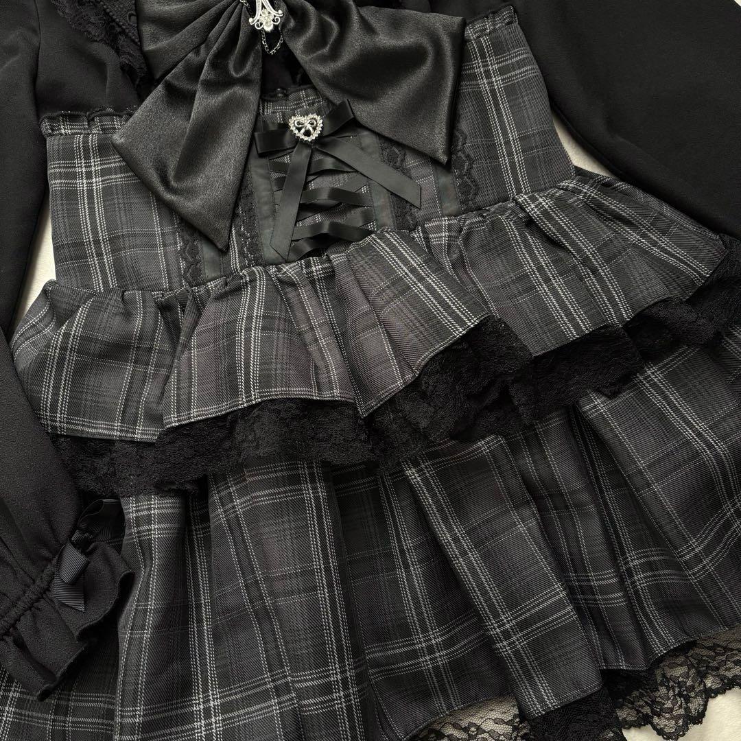 地雷 マーズ セーラー ブラウス チェック ティアードスカパン