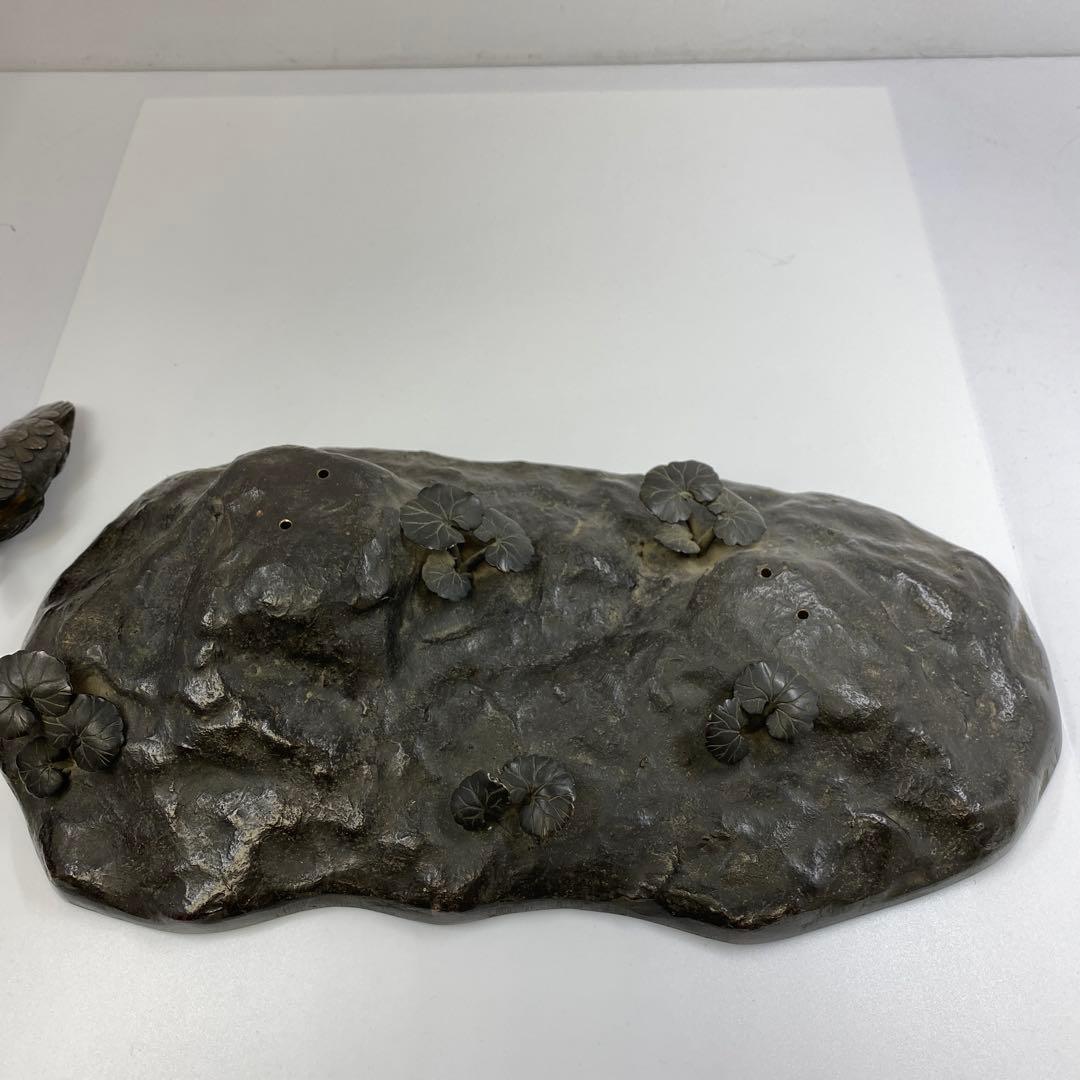 専用　押本清司　銅製　彩色　双鶏　「清司作」　2255g 東さ7-0425☆2F