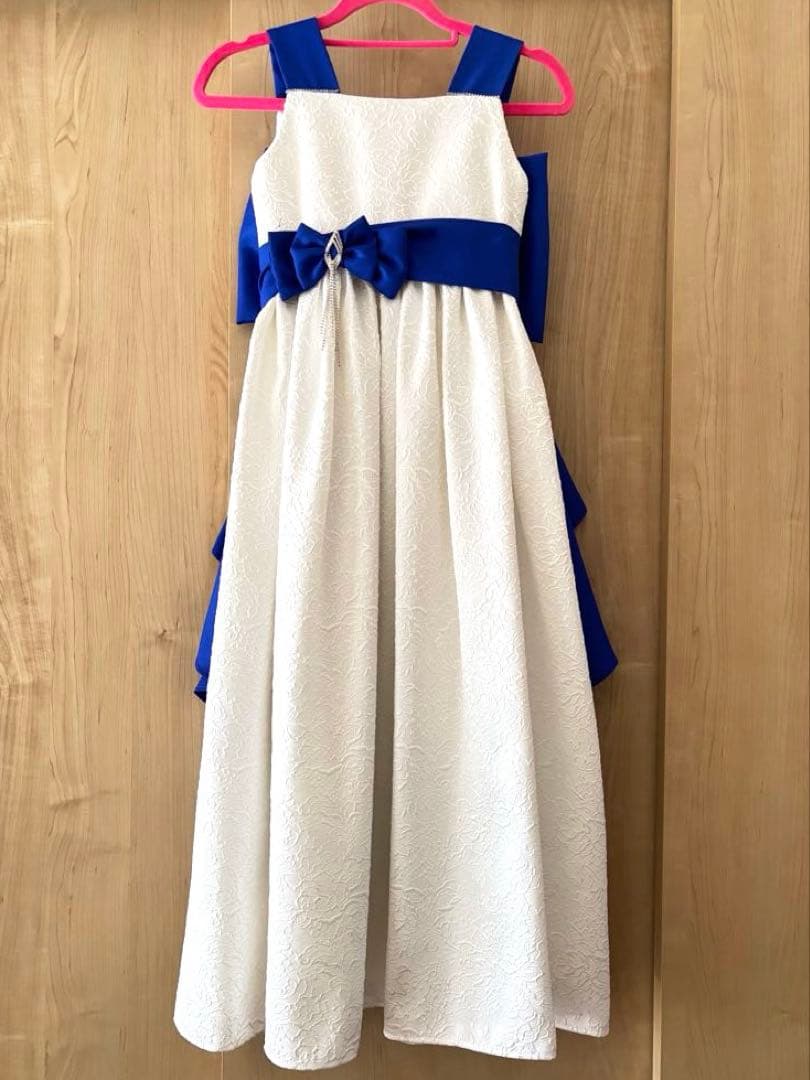 オーダードレス　フォーマルドレス ホワイト・ブルー　130 140 発表会 楽天市場】子供ドレス 豪華 シフォン素材を使用したドレス 110/120/130