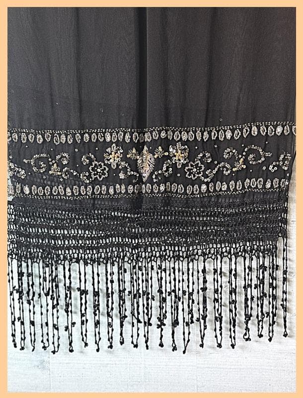 極美品】SUEWONG/スー・ウォン シルク100%ビジューストール・ショール