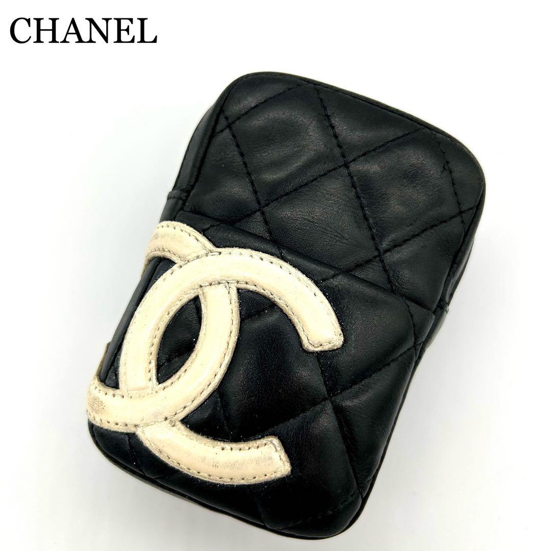 良品✨シャネル タバコケース ポーチ マトラッセ ラムスキン ココ