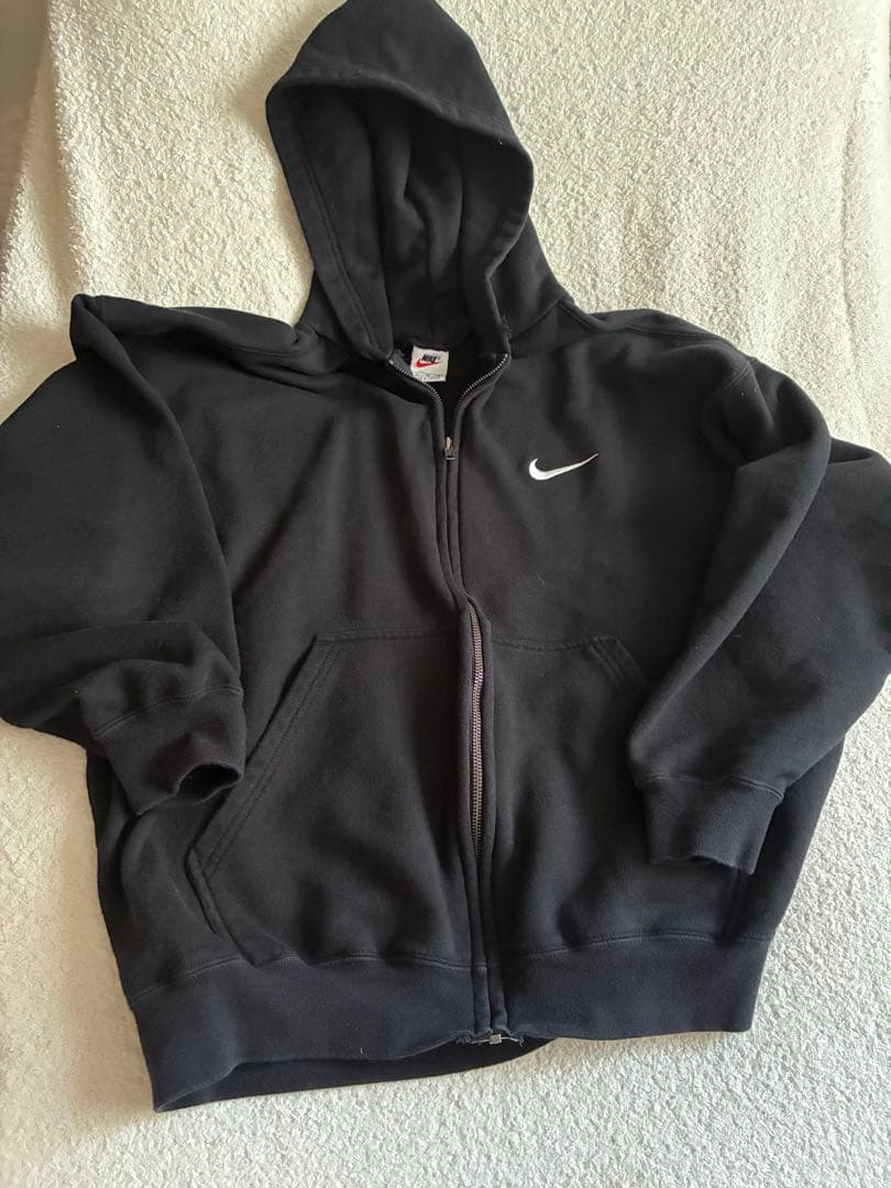 Nike ブラック ジップアップパーカー　銀タグ 中古・古着通販】NIKE (ナイキ) 90S 銀タグ ロゴ刺繍ハーフジップ