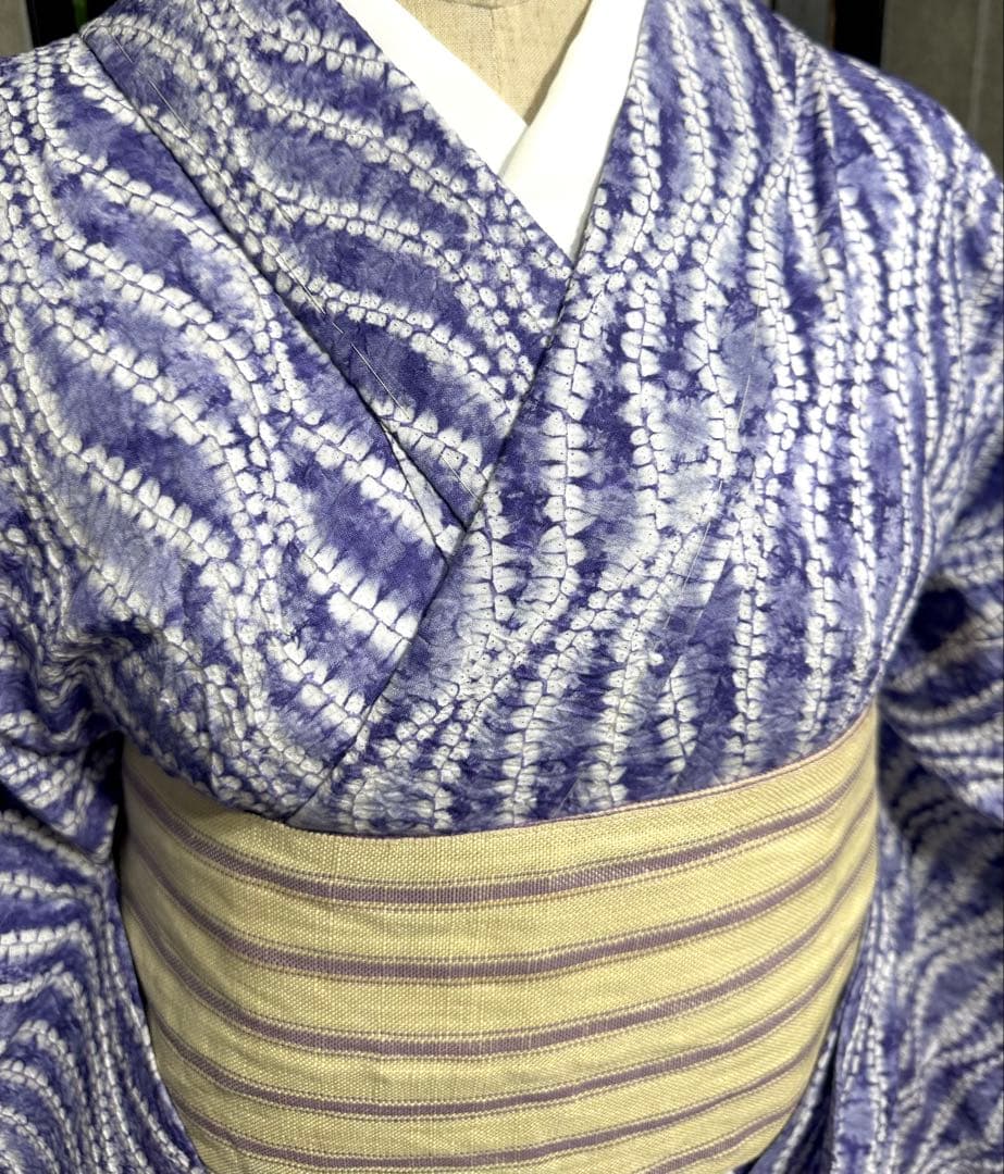 希少✨トールサイズ身幅やや大きめ　新品美品✨有松鳴海絞り浴衣　藤色ぼかし染め