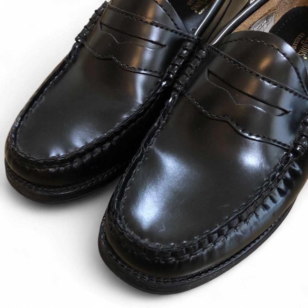 G.H.BASS バス ローファー  黒 ビーフロール ラバーソール 23