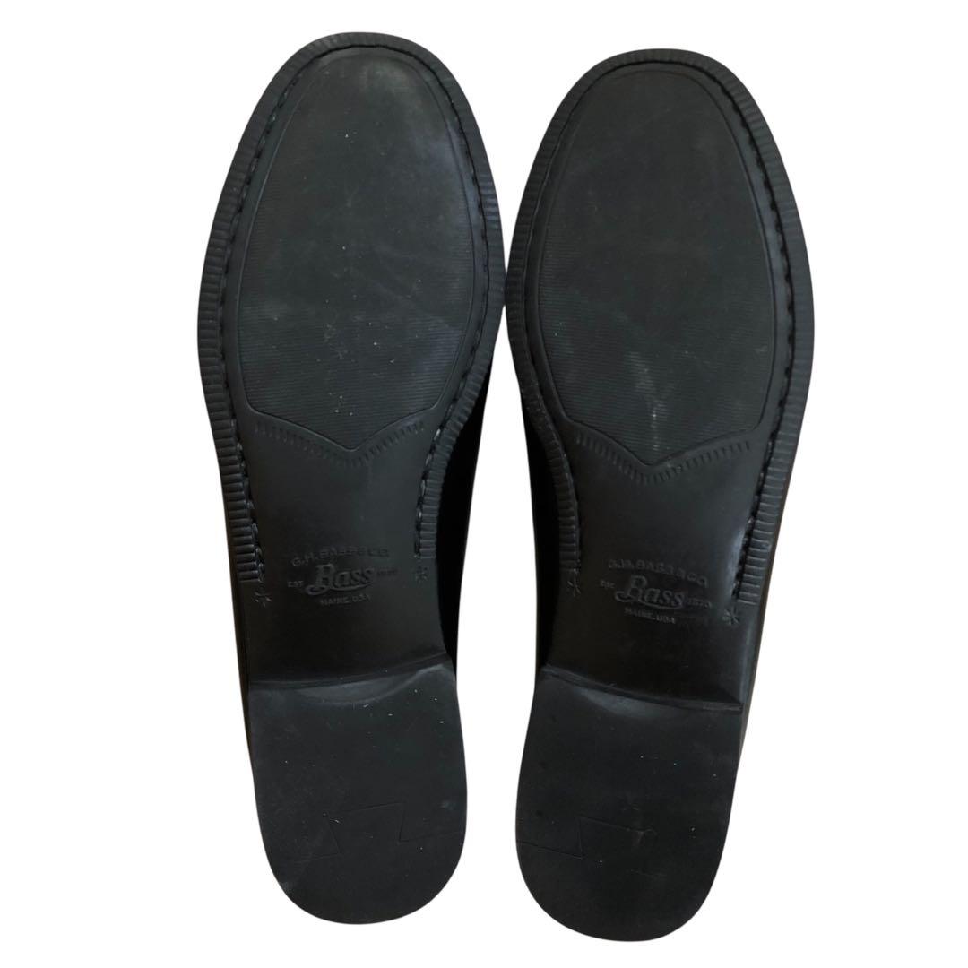 G.H.BASS バス ローファー  黒 ビーフロール ラバーソール 23